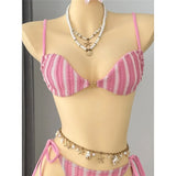 4PCS Striped With Long Sleeve Pants Bikini Female Swimsuit Women Swimwear Bather Bathing Suit Swim Four-pieces Bikini set K8072