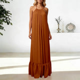 Women Fashion Oversized Dress For Womens Summer Trendy Solid Color Sleeveless Backless Dresses Beach Holiday Wear Sundress