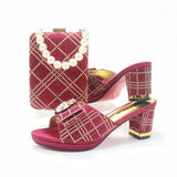 Doershow New Arrival Shoes and Bag Set African Sets 2022 pink Nigerian Women Shoes and Matching Bags Set for wedding!  1-59