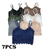 7 Pieces Color Women' Sexy Lace Wire-free Bras Lightweight Breathable Back Support, Gathered Shaping for Natural Curves
