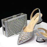 Doershow beautiful Italian Shoe and Bag Set New Shoes and Bag Set In Italy gold Color Italian Shoes with Matching Bags! HFG1-10