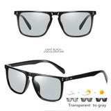 Available Trendy Flat Top Square Photochromic Glasses Stylish Sports Eyewear for Car Running Driving Vacation Travel and Fishing