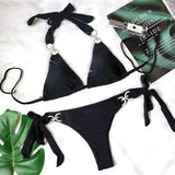 7 Colors New Sexy Bikini Set Swimwear Swimsuit Women Push Up Shiny Crystal Diamond Straps Bathing Suit Brasileno Banadores Mujer
