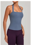 Sports Yeautifulback Breathoga Vest Neck Hanging Detachable Chest Pad Women Bra High Elasticity Slim Bable Running Sports Vest