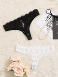 Transparent lace sexy women's thong black and white two pairs of women's underwear invisible underwear bikini A360