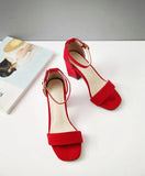 Women Sandals New Summer Fashion Sandals Medium High Heels Outdoor Elegant Wedding Shoes Bridal Plus Size Buckle Strap Sandals