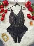 Floral Lace Coverall For Women Bodysuit Homewear Modest Nightdress Comfortable Lingerie