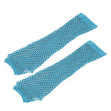 Blue Neon Fishnet Fingerless Long Gloves Arm Cuff Party Wear Fancy Dress For Women Sexy Girls Punk Gothic Dance Party Mesh Glove