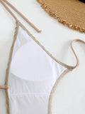 Sexy Halter V Neck Wrinkled Female Swimwear One Piece Swimsuit Women Backless Monokini High Leg Cut Bathing Suit Swim Beach Wear