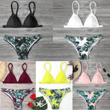 Leaves Print Bikinis Set For Women Swimwear 2024 Padded Push-Up Beachwear Bather Bathing Set Beachwear Summer Bikini Set Femme