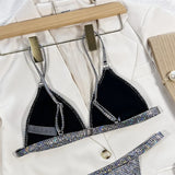 S - XL Sexy Shiny Sequins High Leg Cut Bikini Female Swimsuit Women Swimwear Two-piece Bikini set Bather Bathing Suit Swim V3862