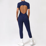 With Zipper Hollow Back Yoga Jumpsuit Sportswear Women Gym Clothes Running Fitness Yoga Backless Bodysuit