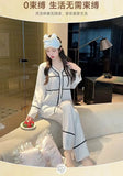 Spring and summer ice silk pajamas for women, sweet pajamas set, long sleeves and trousers, comfortable home clothes