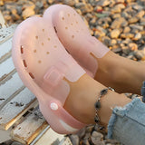Jelly Color Platform Clogs Sandals Women 2026 Summer Thick Bottom Non Slip Beach Sandles Woman Breathable Slip On Garden Shoes