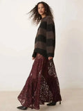 Mesh Sheer Lace Skirts Women High Waist Street Fashion Loose Hollow Out Long Skirt Party Sexy Patchwork Clubwear 2026 50JZ