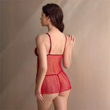 European and American lace backless sexy suspender dress thong pajamas set