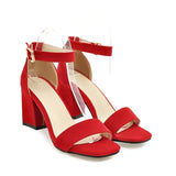 Women Sandals New Summer Fashion Sandals Medium High Heels Outdoor Elegant Wedding Shoes Bridal Plus Size Buckle Strap Sandals
