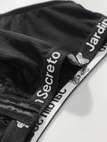 Large size underwire lingerie with sexy letter band design plus size braissere women's lace underwear black bra MR3474