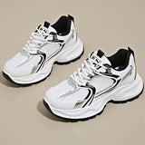 Comfortable Breathable Mesh Walking Sports Shoes Women Non Slip Platform Sneakers Woman Mix Color Lace Up Casual Shoes Mujer
