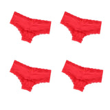 4Pcs/Set Women's Swim Fabric Lace Briefs Seamless Mid Waist Panties Solid No Show Underwear Cotton Gusset Plus Size 4XL