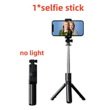 BSLIUFANG Monopod Remote Shutter Fill Light for iPhone Samsung Xiaomi Phone Holder Mini Tripod Wireless Bluetooth Selfie Stick