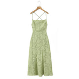 New Style Sexy Slim-fit High-waisted Dress With Back Straps Jacquard Over-the-knee Long Dress For Women Pure Desire Dress AWPU