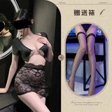 Sexy lingerie, lace butt-covering secretary uniform, sexy pure desire flirting pajamas set