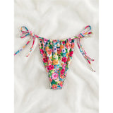 Sexy Floral Printed Halter Lace Up Bikini Female Swimsuit Women Swimwear Two-pieces Bikini set Bather Bathing Suit Swim K5026