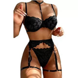 Women's Sexy Lingerie Set Floral Lace Underwear Suit for Women Mesh Hollow Out Bra Suits Female Bra Thongs Three-piece Lingerie