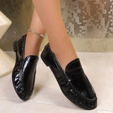 Plus Size 42 Slip On Pu Leather Shoes Women Lightweight Comfortable Office Women' Flats Shallow Mouth Soft Sole Casual Shoes