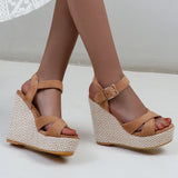 Wedges Sandals Women Summer 2026 Platform High Heels Gladiator Flip Flops Black Pink Knitted Party Shoes Female Large Size 45
