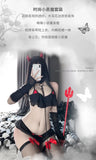 Porn Sexy Little Devil Cosplay Costumes Women Sexy Lingerie Chiffon 3Pcs Confortable Stretch Bra Set Erotic Gothic Outfit