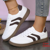Plus Size 44 Women's Stripe Flats Fashion Lace Up Platform German Training Shoes Women Comfortable Non Slip Low Top Sneakers