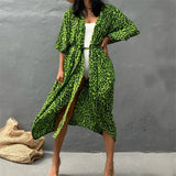 17 Colors Leopard Printed Colorful With Belt Tunic Cover-ups Beach Dress Beach Wear Beachwear Female Women Beach Cover Up V4510L