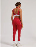 Women's Yoga Sets Sports Fitness V-Neck Halter Sports Bra Color-Block Hip-lifting Pants Suits Running Training Workout Gym Sets