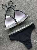 2025 Push Up High Waist Bikini Women Swimsuit Female Swimwear Two Pieces Bikini Set Halter Bra Cup Bathing Suit Swim Beach Wear