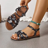 Sandals for Women in Spring  New Roman Fashion Flat Bottomed Anti Slip One Foot Beach Sandals