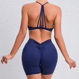 Women's 2-Piece Yoga Sets High Waist Seamless Shorts  Hip-Lifting & Backless Gym Leggings Quick Dry Workout Fitness Suits
