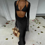 Sexy Solid 3 Piece Micro Bikinis Women Swimsuit 2025 New Swimwear With Long Sleeve Bathing Suit Beachwear Biquini Female