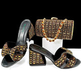 doershow High Quality African fashion Style Ladies Shoes And Bags Set Latest SILVER Italian Shoes And Bag Set For Party HJJ1-10