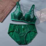 Parisian-Inspired Sheer Bralette Rabbit Cup Push-Up Bra Set Big Bust Support with Anti-Protrusion Padding Summer Thin Steel Ring