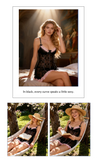 Pink Sexy Lace Ruffled Suspender Nightdress for Women Babydoll Lingerie Push Up Chemise Sleepwear