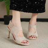 2026 Summer Fashion Buckle Pointed Toe Women's High Heel Sandals Anti-Slip Elegant Dress Fish Mouth Shoes Large Size Femininas