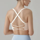 Women's Cross Strap Yoga Sports Bra Shock-Absorbing Slimming Waist Camisole Vest Integrated Fitness Bra for Yoga