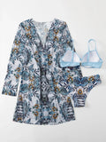 3 Pieces Push Up Bikinis 2026 Women With Kimono Beach Printed Swimsuit Sexy Swimwear Female Bathers Bathing Swimming Swim Suit