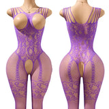 New Sexy Open Back Exposed Breast BodySuits Women Lingerie Transparent Erotic Crotchless Bodystockings Babydoll Hot Underwear