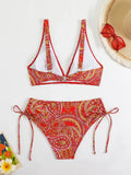 2026 Drawstring Bikinis Strappy Swimsuit Women Sexy Printed Swimwear Female Bathers Swimming Bathing Swimming Swim Suit