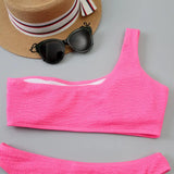 One Shoulder Bikinis 2026 Women Sexy Swimwear Female Brazilian Swimsuit Solid Beachwear Bathers Bathing Swimming Swim Suit