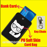 Cartoon Cat Funny Fashion For ID Clips Credit Bank Subway Card Holder Case Storage Bag Adornment Keychain