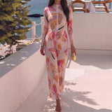 S - XXL New Printed Long Sleeve With Zipper Pants One Piece Swimsuit Women Swimwear Female Padded Bather Bathing Suit Swim V8362